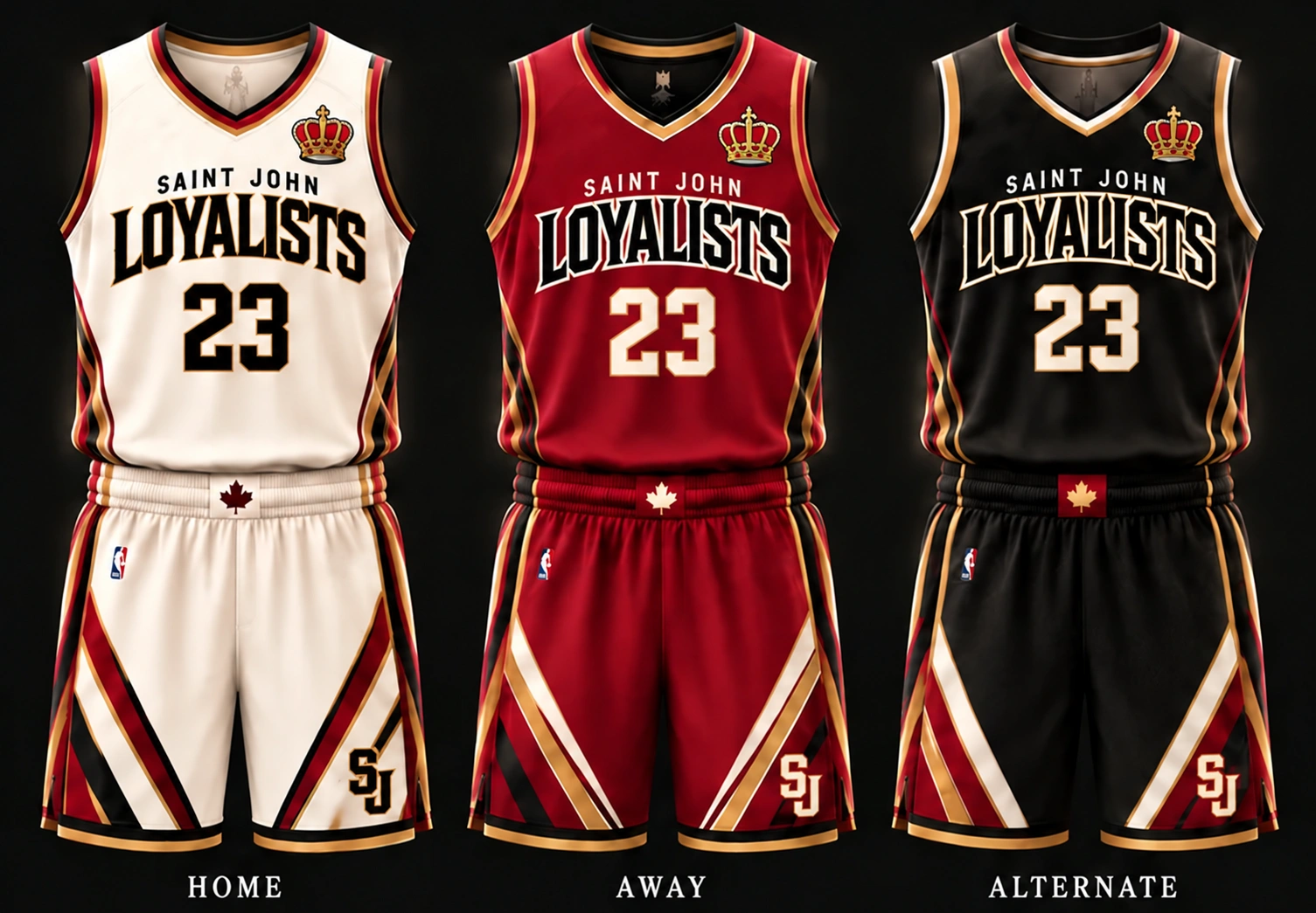 Saint John Loyalists home, away and alternate uniform design concepts